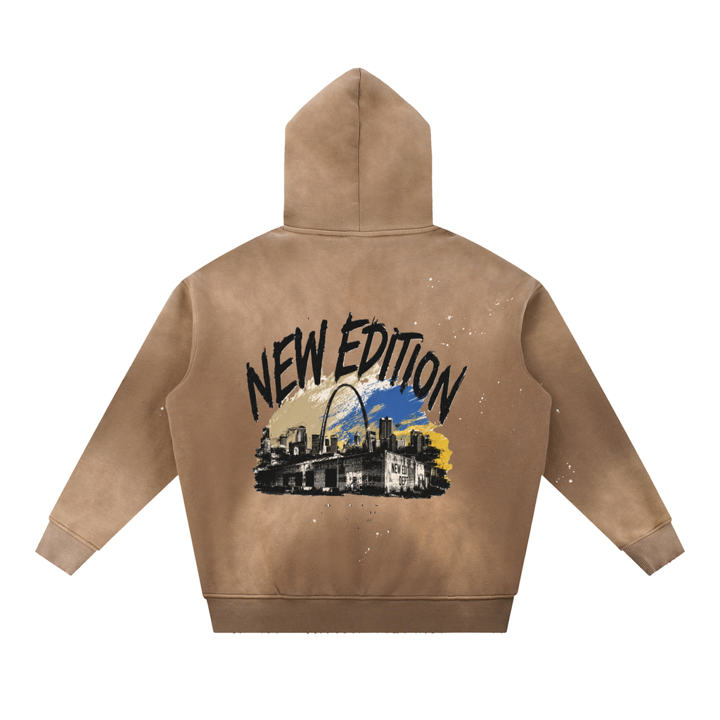 Vintage Washed Frayed Fleece Hoodie